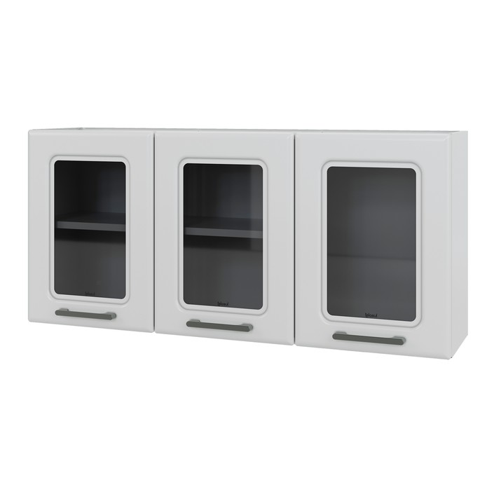Armário de Cozinha de Aço Aéreo Triplo Médio Liz com Vidro Branco - Telasul