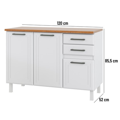 Balcão de Cozinha de Aço Triplo Liz C/ Tampo Branco - Telasul