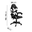 Cadeira Gamer Escritório Reclinável Giratória Assento Couro Preto/Branco - Telasul