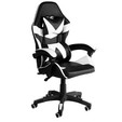 Cadeira Gamer Escritório Reclinável Giratória Assento Couro Preto/Branco - Telasul