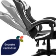 Cadeira Gamer Escritório Reclinável Giratória Assento Couro Preto/Branco - Telasul
