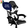 Cadeira Gamer Escritório Reclinável Giratória Assento Couro Preto/Branco - Telasul