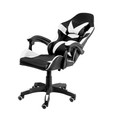 Cadeira Gamer Escritório Reclinável Giratória Assento Couro Preto/Branco - Telasul