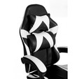 Cadeira Gamer Escritório Reclinável Giratória Assento Couro Preto/Branco - Telasul