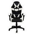 Cadeira Gamer Escritório Reclinável Giratória Assento Couro Preto/Branco - Telasul