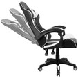 Cadeira Gamer Escritório Reclinável Giratória Assento Couro Preto/Branco - Telasul