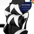 Cadeira Gamer Escritório Reclinável Giratória Assento Couro Preto/Branco - Telasul