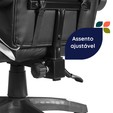 Cadeira Gamer Escritório Reclinável Giratória Assento Couro Preto/Branco - Telasul