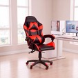 Cadeira Gamer Escritório Reclinável Giratória Assento Couro Preto/Vermelho - Telasul