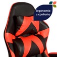 Cadeira Gamer Escritório Reclinável Giratória Assento Couro Preto/Vermelho - Telasul