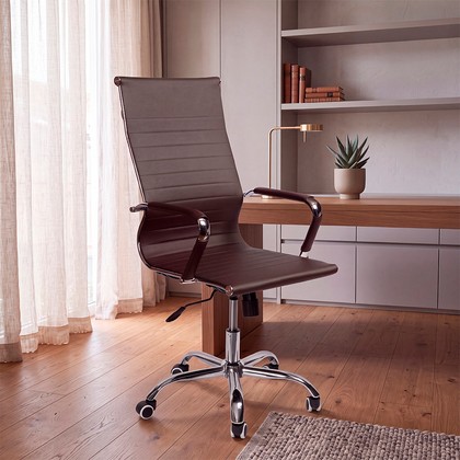 Cadeira de Escritório Home Office Giratória Altura Ajustável Marrom - Telasul