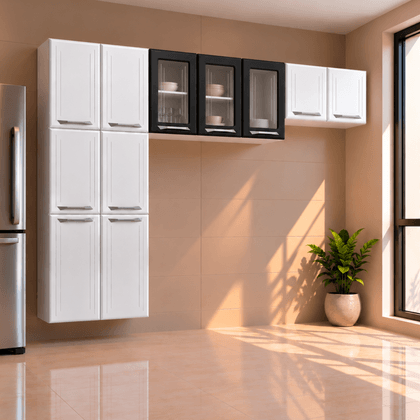 Cozinha de Aço Compacta Topázio 3 Peças Branco/Preto - Telasul