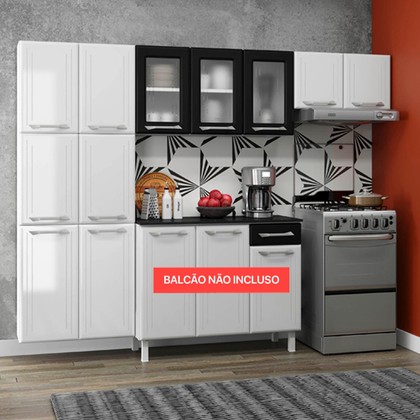 Cozinha de Aço Compacta Topázio 3 Peças Branco/Preto - Telasul