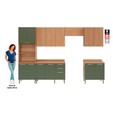 Cozinha Completa Sálvia 6 Peças C/ Armário e Balcão Freijó/Verde - Telasul