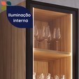 Cozinha Duna para Forno e Micro com Cristaleira com Iluminação e Rodapé Jatobá/Marsala - Telasul