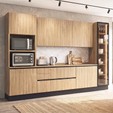 Cozinha Duna para Forno e Micro com Cristaleira com Iluminação e Rodapé Jatobá/ Jatobá - Telasul