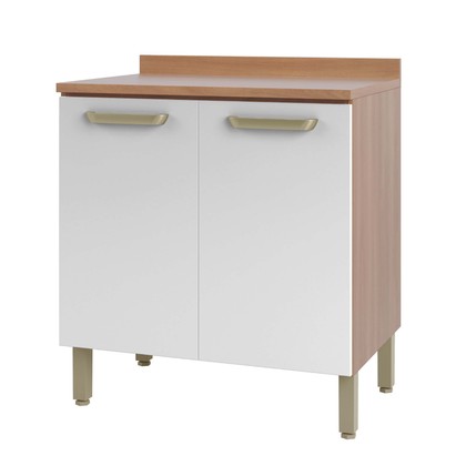 Balcão de Cozinha com Tampo Pimenta 2 Portas Freijó/Branco - Telasul