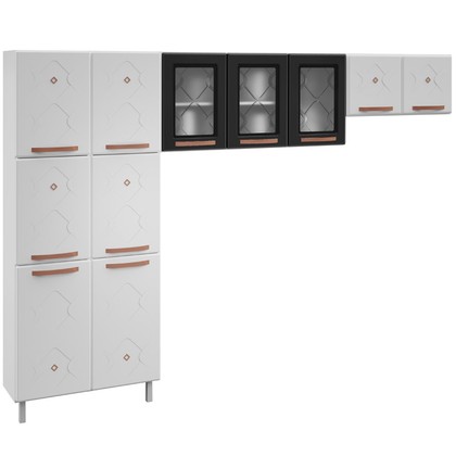 Cozinha de Aço Compacta Mirage New 3 Vidros 3 Peças Branco/Preto - Telasul