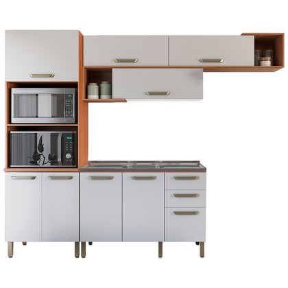 Cozinha Completa Pimenta 9 Portas 2 Gavetas Freijó/Branco - Telasul