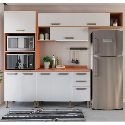 Cozinha Completa Pimenta 9 Portas 2 Gavetas  Freijó/Branco - Telasul