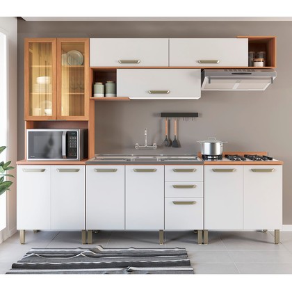 Cozinha Completa Pimenta 12 Portas 2 Gavetas Freijó/Branco - Telasul