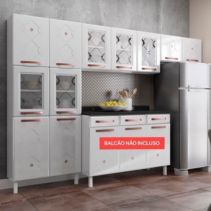 Cozinha de Aço Compacta Mirage New 5 Vidros 3 Peças Branco - Telasul