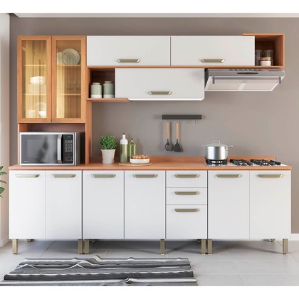 Cozinha Completa Pimenta 12 Portas 2 Gavetas Freijó/Branco - Telasul