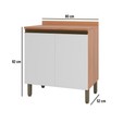 Balcão Macadâmia 800mm com Tampo 2 Portas Freijó/Branco - Telasul