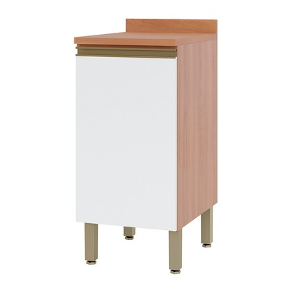 Balcão de Cozinha com Tampo Macadâmia 1 Porta Freijó/Branco - Thela