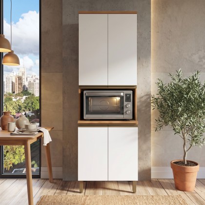 Paneleiro Macadâmia 70cm para Micro 4 Portas Freijó/Branco - Telasul