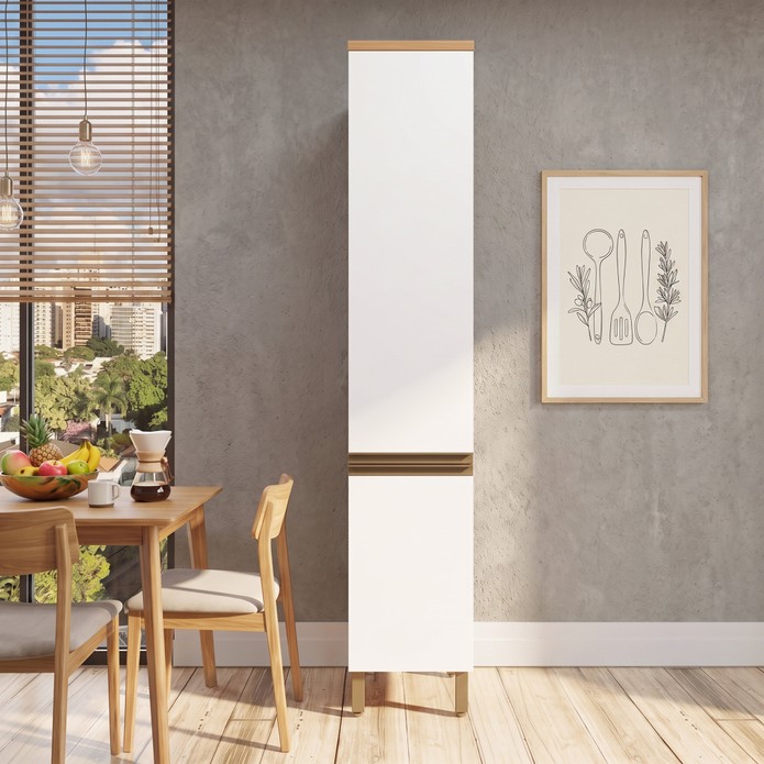 Paneleiro de Cozinha Macadâmia 40cm 2 Portas Freijó/Branco - Telasul