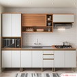 Cozinha Completa Macadâmia C/ Balcão de Pia Freijó/Branco - Telasul