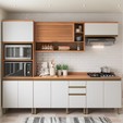 Cozinha Completa Macadâmia Torre Quente e Balcão Freijó/Branco - Telasul