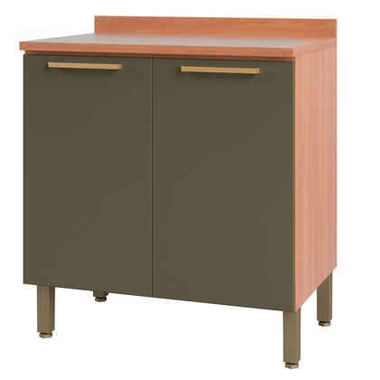Balcão Sálvia 80cm com Tampo 2 Portas Freijó/Verde - Telasul
