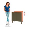 Balcão Sálvia 80cm com Tampo 2 Portas Freijó/Verde - Telasul