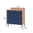 Balcão Sálvia 80cm com Tampo 2 Portas Freijó/Azul - Telasul
