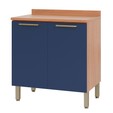 Balcão Sálvia 80cm com Tampo 2 Portas Freijó/Azul - Telasul