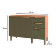 Balcão Gabinete Sálvia 120cm para Pia 3 Gavetas Freijó/Verde - Telasul