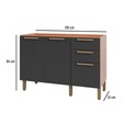 Balcão Gabinete Sálvia 120cm para Pia 3 Gavetas Freijó/Grafite - Telasul