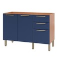 Balcão Gabinete Sálvia 120cm para Pia 3 Gavetas Freijó/Azul - Telasul