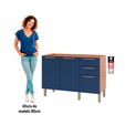 Balcão Gabinete Sálvia 120cm para Pia 3 Gavetas Freijó/Azul - Telasul