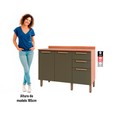 Balcão Gabinete Sálvia 120cm com Tampo 2 Portas 3 Gavetas Freijó/Verde - Telasul