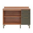 Balcão Gabinete Sálvia 120cm com Tampo 2 Portas 3 Gavetas Freijó/Verde - Telasul