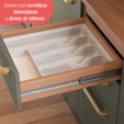 Balcão Gabinete Sálvia 120cm com Tampo 2 Portas 3 Gavetas Freijó/Verde - Telasul
