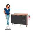 Balcão Gabinete Sálvia 120cm com Tampo 2 Portas 3 Gavetas Freijó/Grafite - Telasul