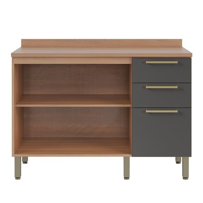 Balcão Gabinete Sálvia 120cm com Tampo 2 Portas 3 Gavetas Freijó/Grafite - Telasul