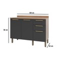Balcão Gabinete Sálvia 120cm com Tampo 2 Portas 3 Gavetas Freijó/Grafite - Telasul