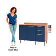 Balcão Gabinete Sálvia 120cm com Tampo 2 Portas 3 Gavetas Freijó/Azul - Telasul