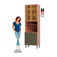 Paneleiro Sálvia 70cm para Micro 2 Portas C/ Vidro Freijó/Verde - Telasul
