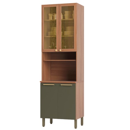 Paneleiro Sálvia 70cm para Micro 2 Portas C/ Vidro Freijó/Verde - Telasul